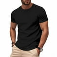 thumbnail image 1 of hlysgo Workout Shirts for Men Loose Fit Athletic Quicky Dry Short Sleeve Crewneck T-shirts Men Gym Tops Breathable Solid Color Running Shirt Black XXL, 1 of 7