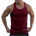 thumbnail image 1 of hlysgo Y Back Tank Tops for Men Quick Dry Ribbed Running Workout Bodybuilding Tank Tops Fitted Activewear Sleeveless Shirts for Gym Wine,Size XXL, 1 of 8
