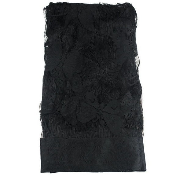 hnowkn Black Lace Sheer Curtains 78 Inch Long Vintage Floral Curtains for Living Room Bedroom Rod Pocket Window Treatments Crochet Decorative Curtains