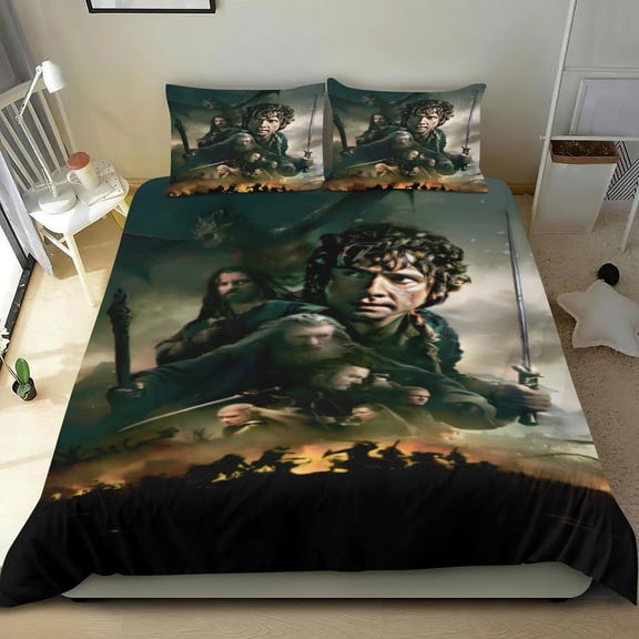the hobbit Themed Bed Sheet Set Three Piece Set 53x79 In ches Comfortable And Skin Friendly Unique Design Creating A Star Studded Night Home Decor Gifts For Family Friends fans