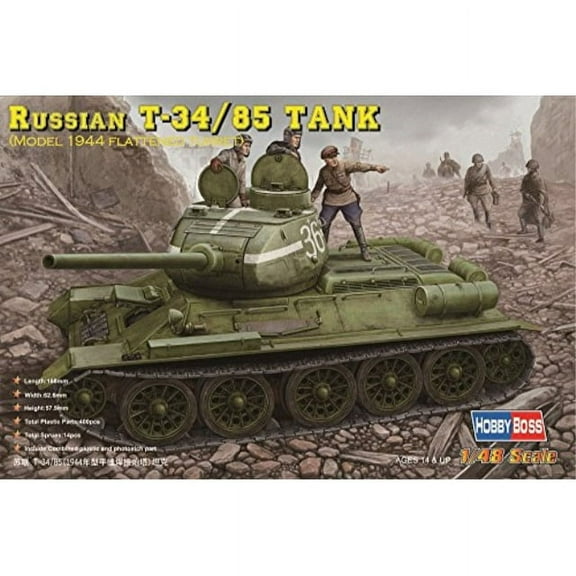 hobby boss russian t-34/85 tank model 1944 with flattened turret vehicle model building kit
