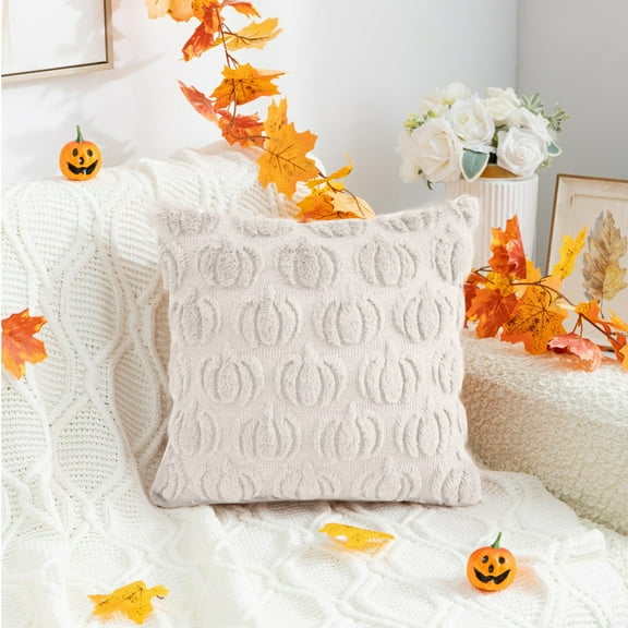 hociret Plush 3D Pumpkin Throw Pillows - Fall/Halloween/Thanksgiving Decor, Cozy Textured Cushions for Couch/Bed, Multiple Autumn Colors