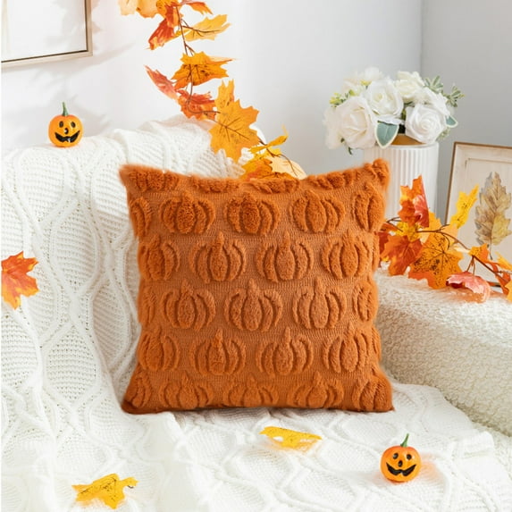 hociret Plush 3D Pumpkin Throw Pillows - Fall/Halloween/Thanksgiving Decor, Cozy Textured Cushions for Couch/Bed, Multiple Autumn Colors