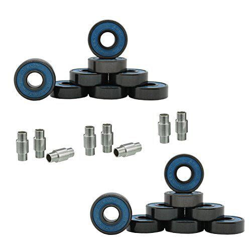 Bullseye Bearings Inline Skate Roller Hockey Bearings Abec-7 16-Pack with Spacers