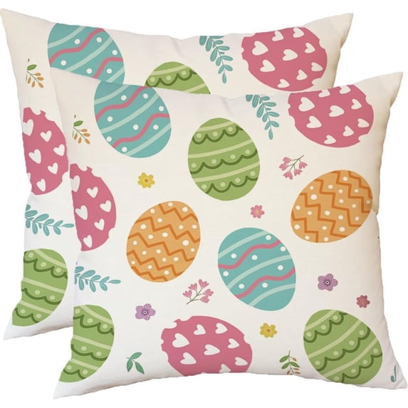 hofaaa Easter Pillow Covers 20x20 Inch Set of 2,Colorful Eggs Decor Throw Pillow Covers,Spring Farmhouse Holiday Decorations Pillow Cases for Sofa Couch Home(07-20)