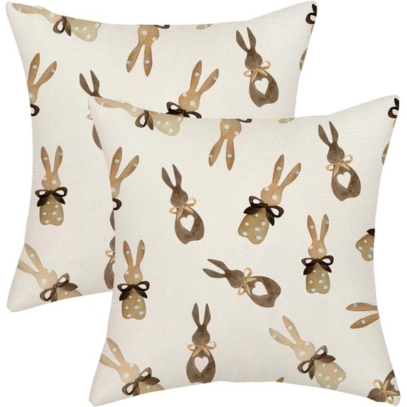 hofaaa Spring Easter Pillow Covers 18x18 Bunny Decor Throw Pillows Case for Couch Rabbit Holiday Pillowcase Outdoor Decorative Cushion Cases for Sofa Bed Decorations Set of 2