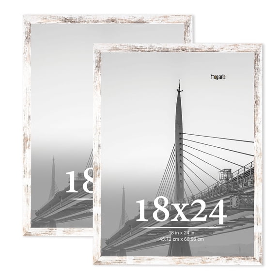 hogarte 18x24 Wooden Picture Frames Set of 2, Gallery Wall Poster Picture Frame, White