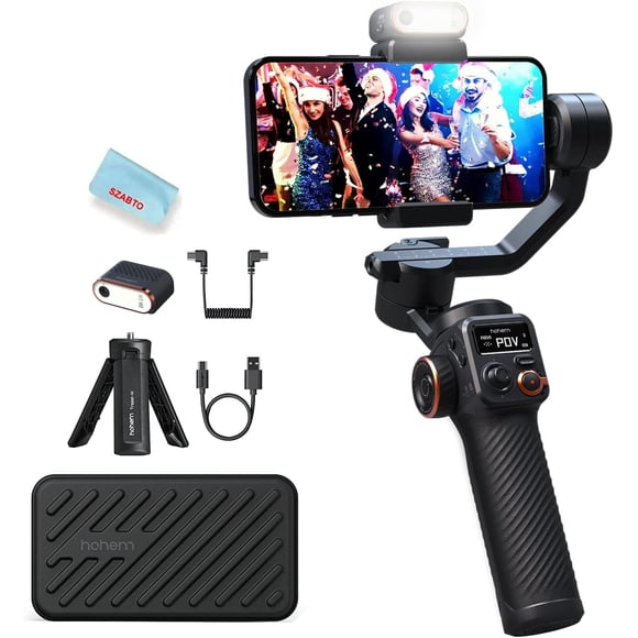 hohem iSteady M6 Phone Gimbal Stabilizer, 3-Axis Gimbal Stabilizer for Smartphone, Anti-Shake iPhone Gimbal Stabilizer for Video, 360° Rotatable OLED Screen with AI Vision Sensor & Fill Light, 400g P