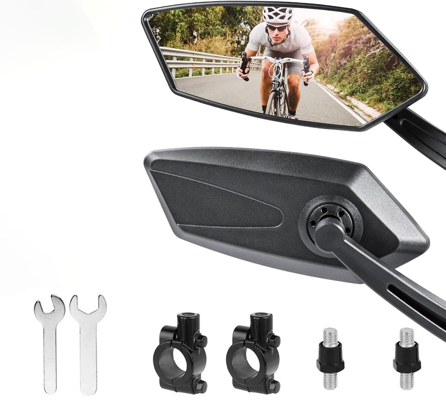 hoho 2 Pack Bike Mirrors, Bike Mirrors for Handlebars, 360° Adjustable