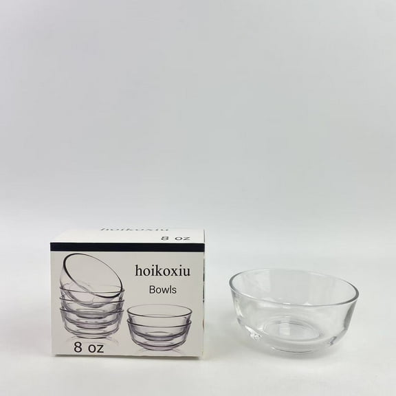 hoikoxiu Bowls,6 Inch Glass Bowls, Small Glass Bowl Set, Clear Tempered Glass Cereal Bowls for Kitchen Microwave and Oven Safe