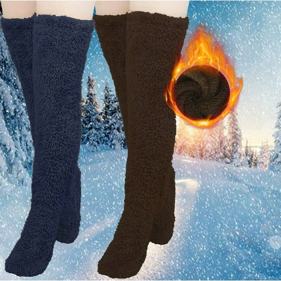 hoksml 2 Pairs High Fuzzy Socks Clearance! Home Sleeping Sock, Unisex Plush Warm Leg Socks Covers Bear Foot Floor Socks Fall & Winter Plush Warm Over Knee Socks