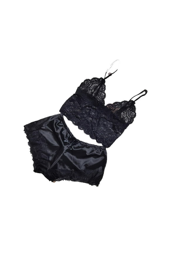 2 Piece Sets for Women Lace Patchwork Bra Camisole Top and Boxer Shorts Pajamas Sets Home Clothes