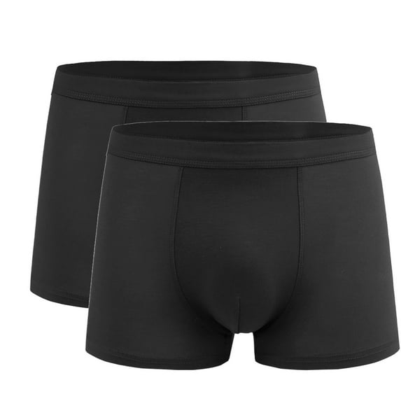 hoksml 2PC Men Boxer Briefs Solid Color Sports Breathable Stretch Underwear Large Size High Elasticity Soft Comfy Flat Leg Briefs 2025 Clearance