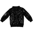 thumbnail image 1 of hoksml 3-10 Years Kids Sequin Zip Up Jacket Boys Girls Sparkle Color Coat Long Sleeve Casual Party Wear Outerwear, 1 of 2