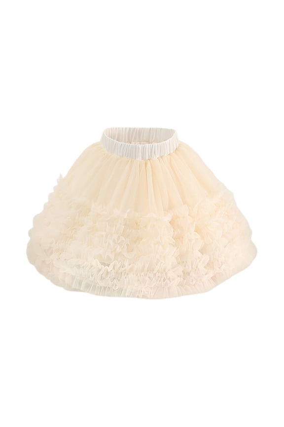 3-8 Years Girls' Cake Skirts Fashion Solid Color Mesh High Waist Pleated Flowing Half Skirt Dance Ballet Skorts