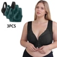 thumbnail image 1 of hoksml 3-Pack Women's Front Closure Wireless Bra, Plus Size Lace Comfort Bra with Wide Straps for Everyday Wear, 1 of 9
