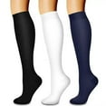 thumbnail image 1 of hoksml 3 Pairs Women's Easy-On/Easy-Off Knee High Compression Socks Lightweight Cotton Outdoor Athletic Socks, 1 of 2