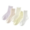thumbnail image 1 of hoksml 5 Pairs Girls Ruffle Socks Solid Color Cute Breathable Frilly Design Mid-calf Socks 1-12 Years Kids, 1 of 3
