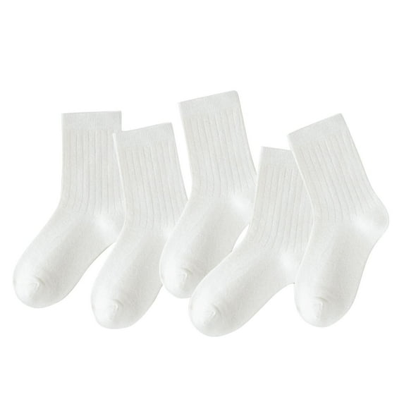 hoksml 5 Pairs Kids Socks Children's Solid Color Mid-calf Socks for Boys Girls Student Cotton Socks Newborns Baby Socks 1-15 Years