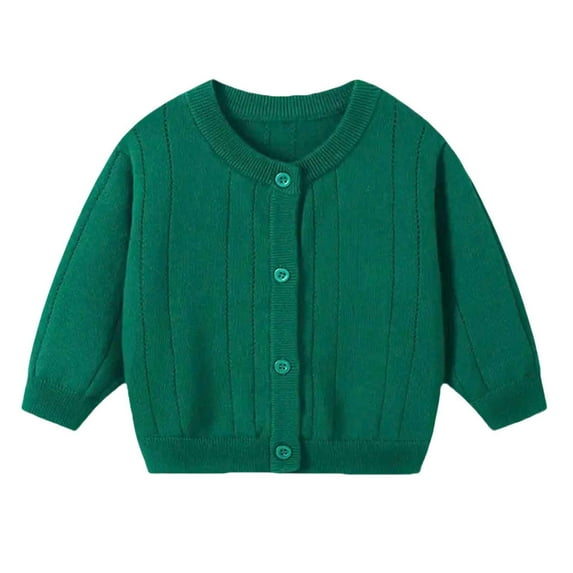 hoksml Baby Toddler Unisex Knit Cardigan Open Front Sweater Breathable Long Sleeve Cover Up Soft Solid Color Nursery Cardigan