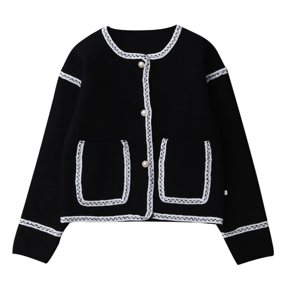 hoksml Big Girls Cable Knit Cardigan 5-12 Years Lace Trim Button Up Sweater Soft Warm Long Sleeve Open Front Cover Up for Fall Winter