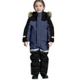 thumbnail image 1 of hoksml Big Kids' All-in-One Snowsuit 2-Tone Waterproof Ski Suit with Hood Fleece Lined Thermal Snow Gear for Active Boys and Girls, 1 of 9