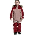 thumbnail image 1 of hoksml Big Kids' All-in-One Snowsuit 2-Tone Waterproof Ski Suit with Hood Fleece Lined Thermal Snow Gear for Active Boys and Girls, 1 of 9