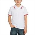 thumbnail image 1 of hoksml Big Kids School Uniform Shirt Boys Solid Color Collared Button-Down Top Short Sleeve Cotton Pullover Tee, 1 of 4