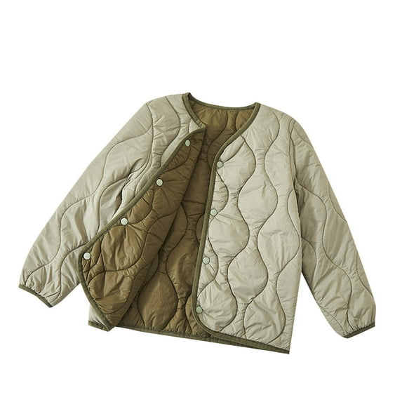 hoksml Big Kids Wool-Filled Quilted Puffer Jacket 4-15 Years Boys Girls Winter Warm Coat Hoodless Down Alternative Thermal Casual Outwear