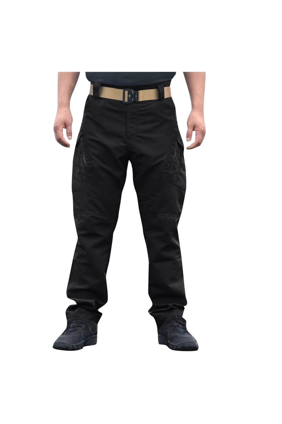 Big Tall Men's Tactical Cargo Pants Solid Elastic Waist Plus Size Casual Outdoor Hiking Work Pants Multiple Pockets S-5XL