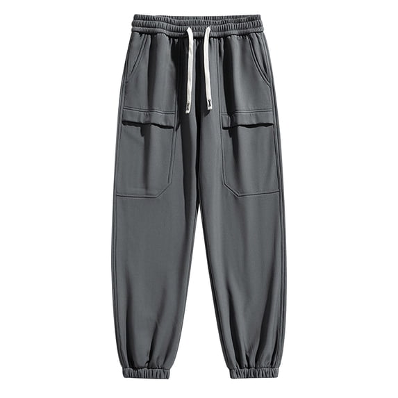 hoksml Big and Tall Men's Fleece Jogger Pants Warm Relaxed Fit Sweatpants with Drawstring Waist and Pockets for Lounge and Casual Wear