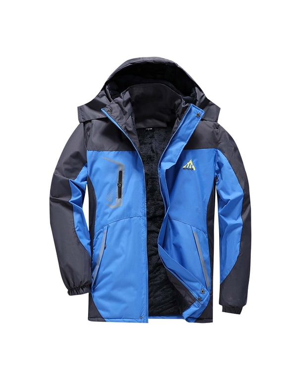 Big and Tall Men's Insulated Waterproof Jacket Heavyweight Winter Coat with Detachable Hood and Zip Pockets
