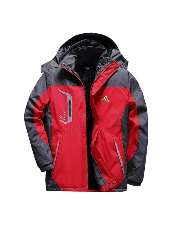 Big and Tall Men's Insulated Waterproof Jacket Heavyweight Winter Coat with Detachable Hood and Zip Pockets