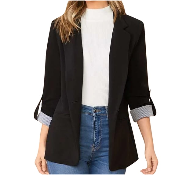 hoksml Blazer Jackets for Women Casual Solid Long Sleeve Womens Blazer Coat Cardigan Suit Long Sleeve Jacket Tops on Clearance