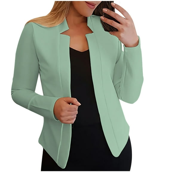 hoksml Blazer Jackets for Women Casual Solid Long Sleeve Womens Blazer Coat Cardigan Suit Long Sleeve Jacket Tops on Clearance