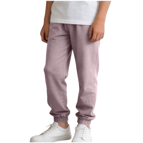 hoksml Boys Cotton Jogger Pants, Kids Elastic Waist Pull-On Pants, Casual Solid Color Summer Pant