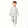 thumbnail image 1 of hoksml Boys Cotton Loungewear Set, Long Sleeve Henley Shirt and Jogger Pants, Kids 2-Piece Casual Outfit, 1 of 5