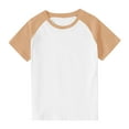 thumbnail image 1 of hoksml Boys Girls Color Block Raglan Round Neck Tee Solid Color Casual Short Sleeve Top, 1 of 9