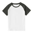 thumbnail image 1 of hoksml Boys Girls Color Block Raglan Round Neck Tee Solid Color Casual Short Sleeve Top, 1 of 9