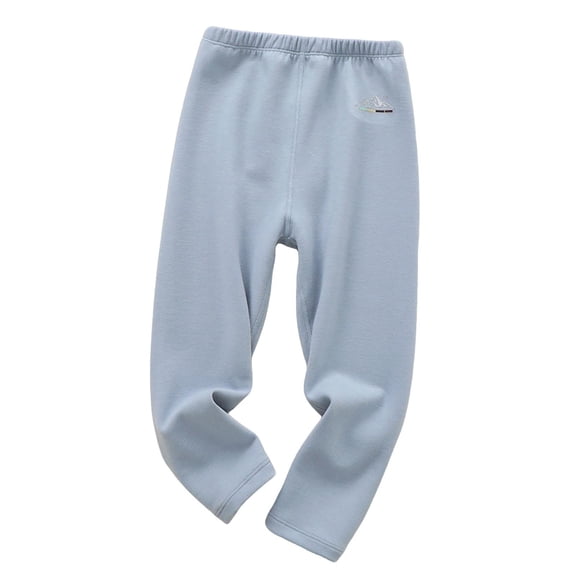 hoksml Boys Girls Same Style Warm Leggings Children's Solid Color Cotton Elastic Waisted Long Pants 3-13 Years Kids
