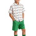 thumbnail image 1 of hoksml Boys Polka Dot Short Sleeve Shirt and Elastic Shorts Set, Back to School Outfit, Breathable 2PCS, Machine Washable Uniform Alt, 1 of 7