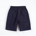 thumbnail image 1 of hoksml Boys School Uniform Shorts Summer Breathable Elastic Waist Knee Length Cargo Pocket and Basic Solid Color Options for Kids, 1 of 8