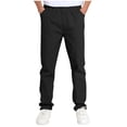 thumbnail image 1 of hoksml Boys Slim Straight Flat Front School Uniform Pants Solid Elastic Waist Pockets Performance Suits Pants, 1 of 5
