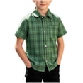 thumbnail image 1 of hoksml Boys Soft Plaid Short Sleeve Button Down Shirt, Casual Collared Blouse for Back to School, 1 of 6