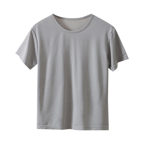 hoksml Breathable Ice Silk Mesh Short Sleeve T-Shirt for Big Kids, Solid Color Casual Sport Tee for Boys Girls, Spring Summer Comfort Top
