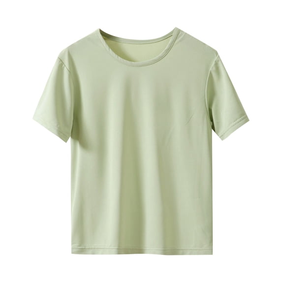 hoksml Breathable Ice Silk Mesh Short Sleeve T-Shirt for Big Kids, Solid Color Casual Sport Tee for Boys Girls, Spring Summer Comfort Top