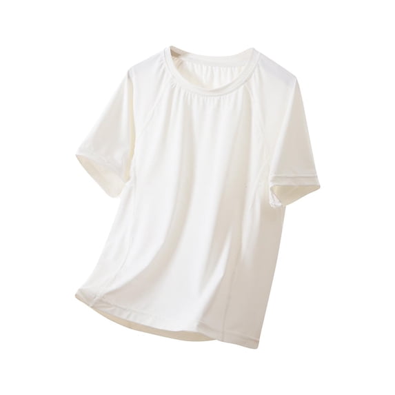 hoksml Breathable Sports T-Shirt for Girls, Solid Color Summer Top for Big Kids Youth, Short Sleeve Round Neck Casual Shirt