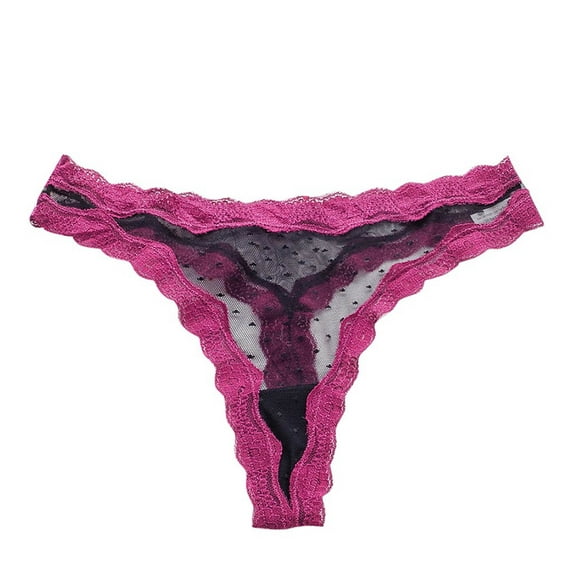 hoksml Briefs for Women, Women's Fashion Sexy Embroidery Flower Transparent Gauze Wave Low Waist G-string Pants Panties Thong on Clearance