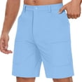 thumbnail image 1 of hoksml Cargo Shorts for Men, Button Zip Fly Elastic Back Waist Multi Side Pockets Relaxed Knee Length Outdoor Hiking Bermuda Shorts, 1 of 8