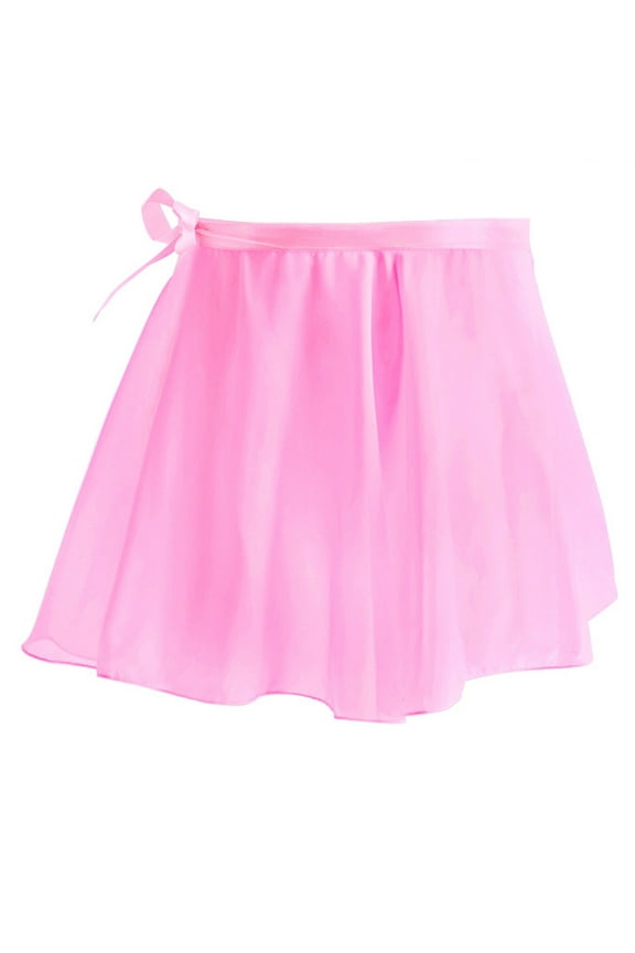 Children's Girls Chiffon Skirt Solid Color Bow Knot Loose Leisure Sports Dance Practice Flowing Skorts for 5-13 Years Kids